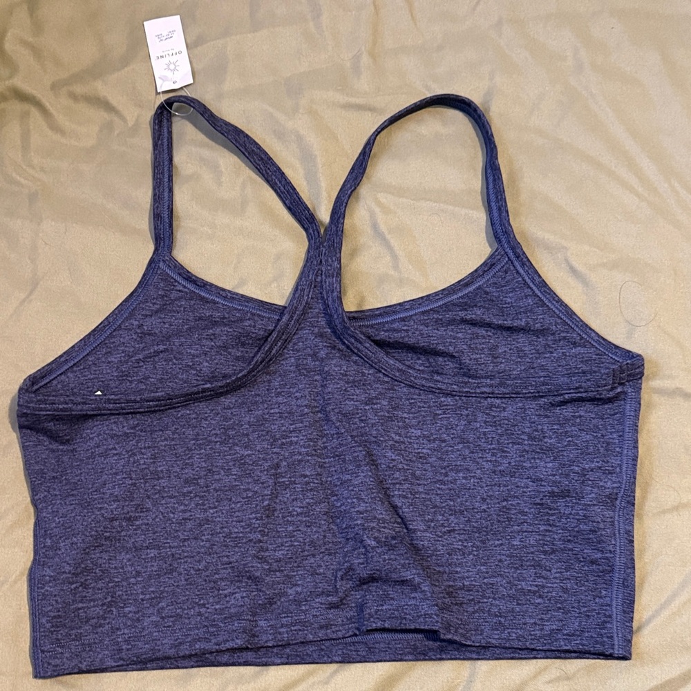 Offline by Aerie The Hugger Heathered Blue Sports Bra - Picture 3 of 4